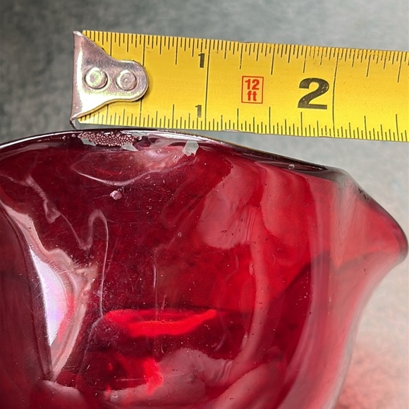 Elegant Ruby Glass Compote with Ornate Metal Stand. Vintage - Picture 7 of 8